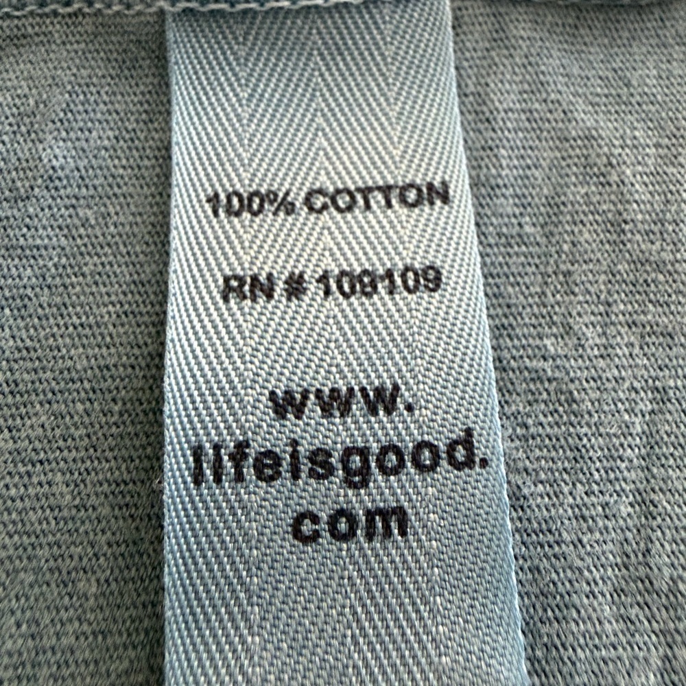 Life is Good blue snow man with shovel(guitar) long sleeve size large - Picture 6 of 7